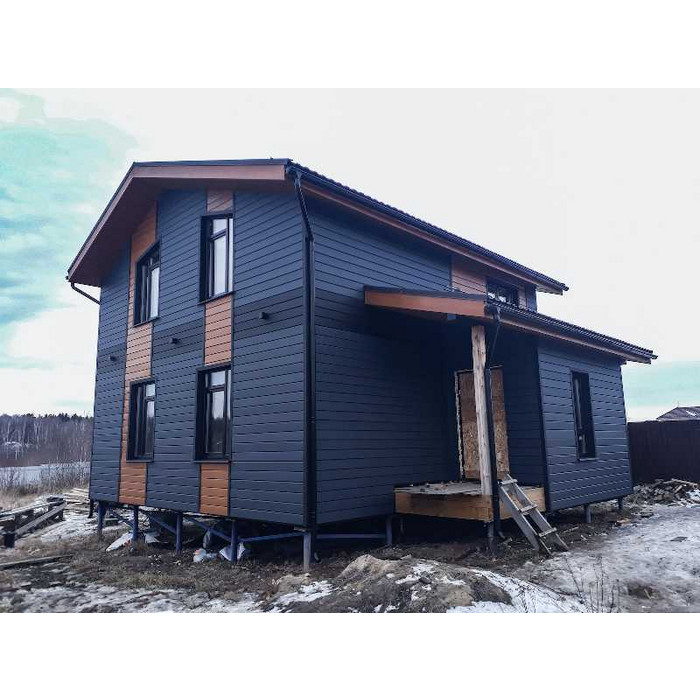 Металлический сайдинг Grand Line ЭкоБрус 0.5 мм Velur RAL 9005 черный фото 2