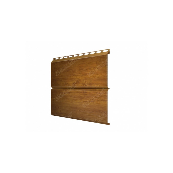 Металлический сайдинг Grand Line ЭкоБрус 0.45 мм 3D Print Elite с пленкой Golden Wood