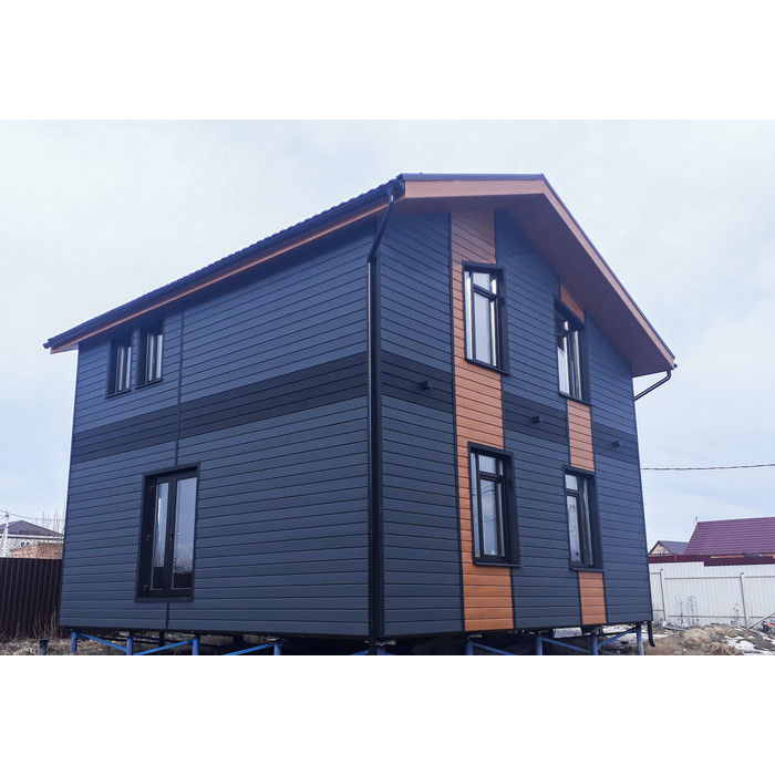 Металлический сайдинг Grand Line ЭкоБрус 3D 0.5 мм Satin Matt RAL 7016 анртацитово-серый фото 2