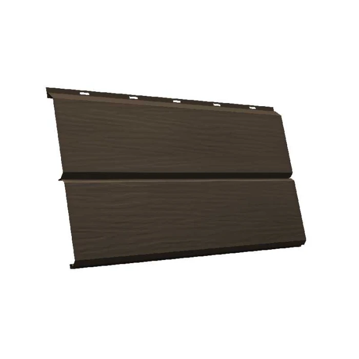 Металлический сайдинг Grand Line ЭкоБрус 3D 0.5 мм Satin Matt RR 32 темно-коричневый