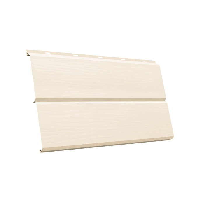 Металлический сайдинг Grand Line ЭкоБрус 3D 0.5 мм Satin с пленкой RAL 1015 светлая слоновая кость