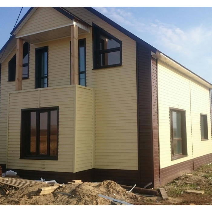 Виниловый сайдинг двухслойный Grand Line Блок-хаус Слоновая кость 3.00 фото 3