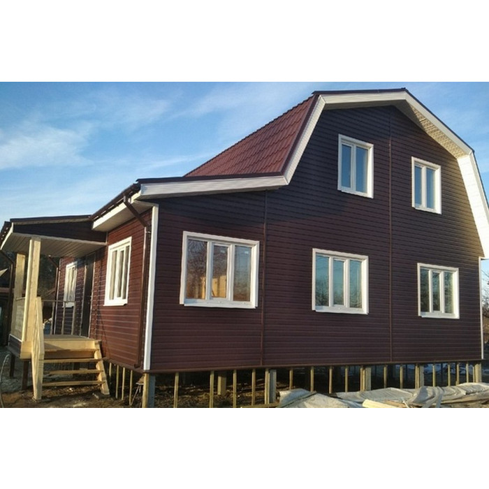 Виниловый сайдинг двухслойный Grand Line Natural-Брус АСА Темный дуб 3.00 фото 2