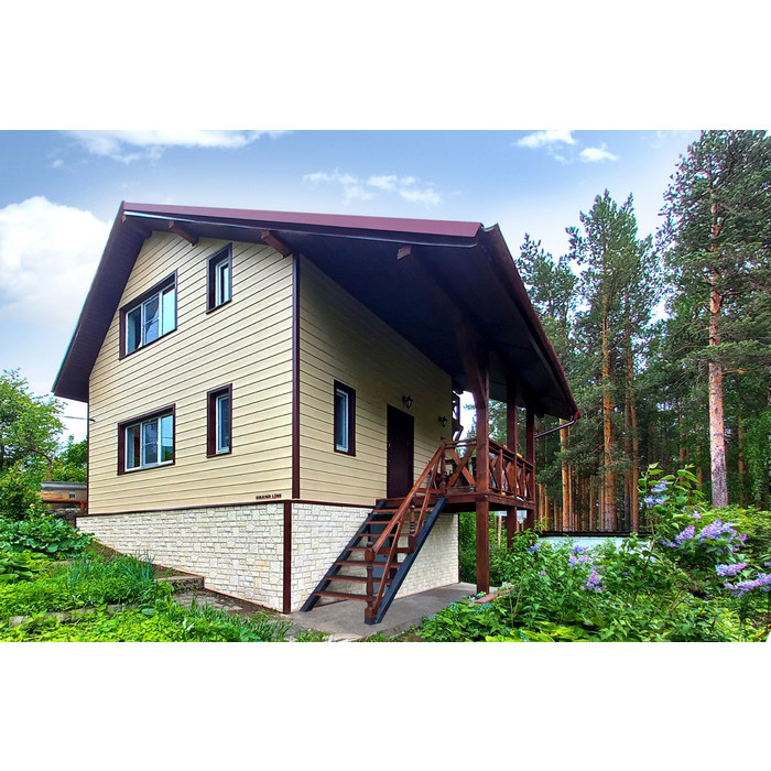 Виниловый сайдинг двухслойный Grand Line Natural-Брус Tundra Ясень 3.00 фото 2